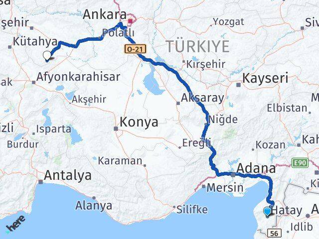Hatay Han Eskişehir Arası Kaç Km - Yol Haritası