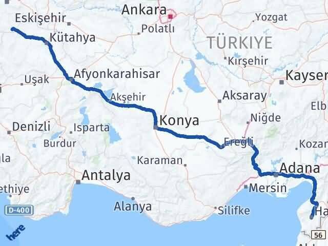 Hatay Harmancık Bursa Arası Kaç Km - Yol Haritası
