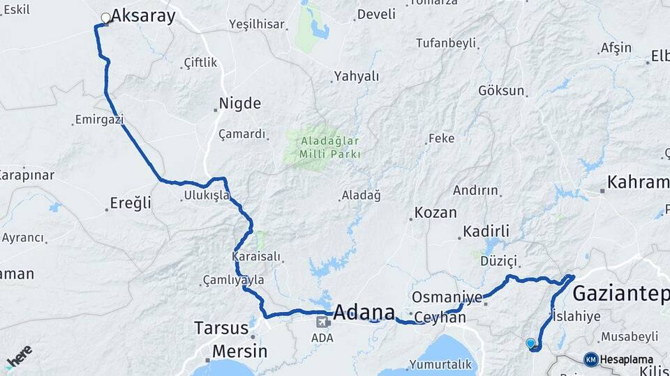 Hatay Hassa Akbez Aksaray Arası Kaç Km - Yol Haritası