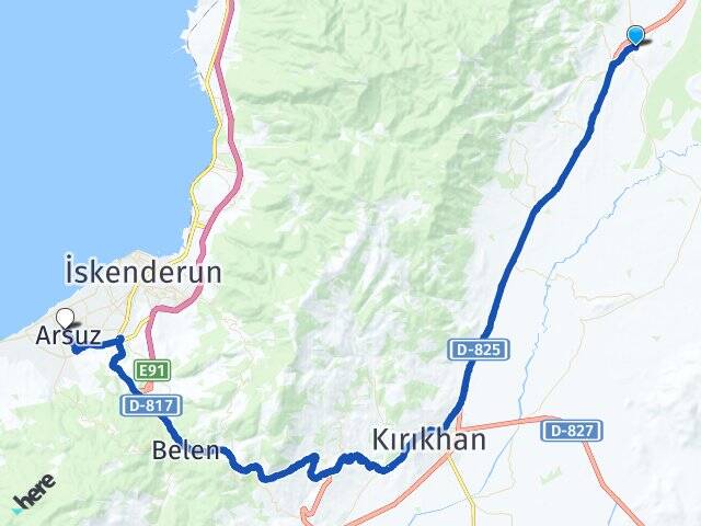 Hatay Hassa Aktepe Arsuz Arası Kaç Km - Yol Haritası