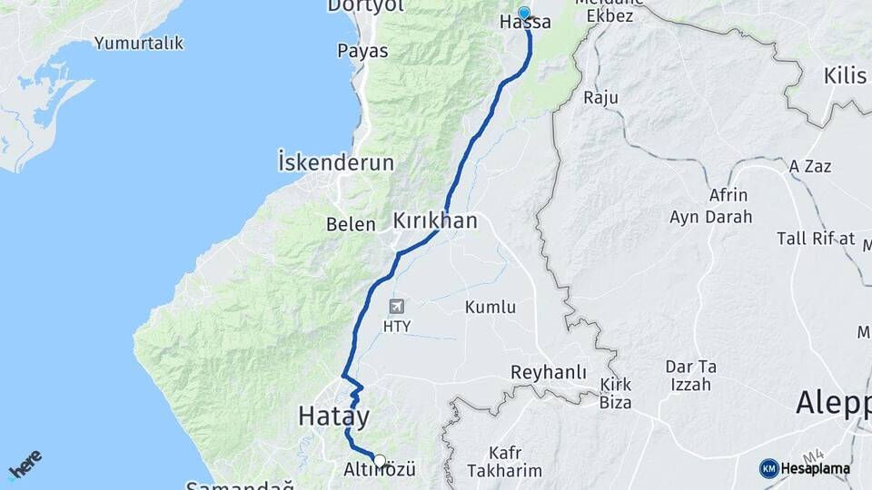 Hatay Hassa Altınözü Arası Kaç Km - Yol Haritası