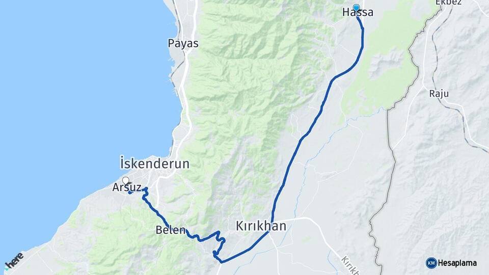 Hatay Hassa Arsuz Arası Kaç Km - Yol Haritası