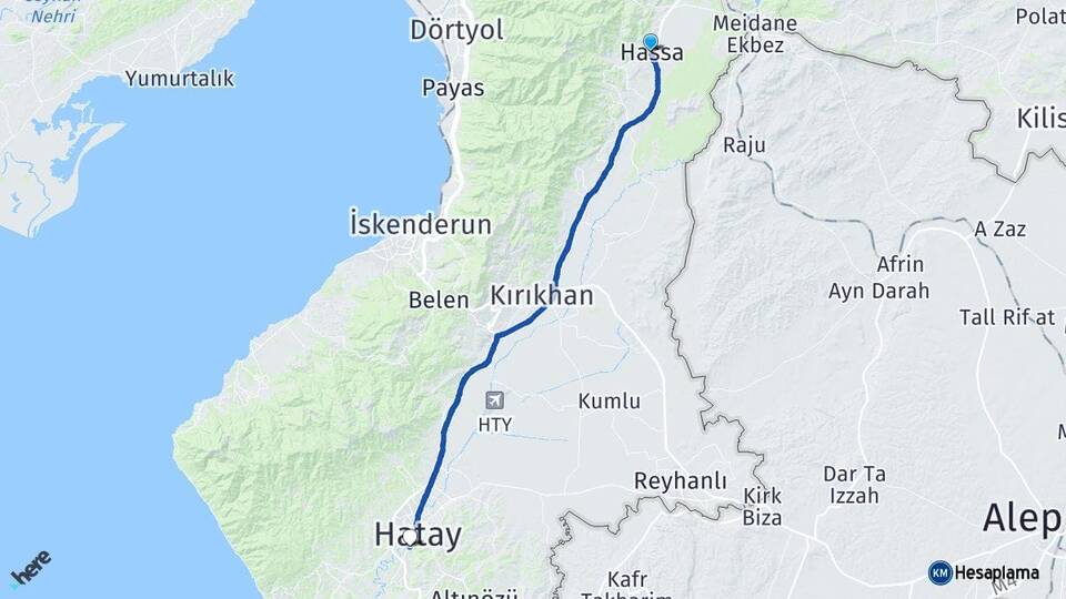 Hatay Hassa Defne Arası Kaç Km - Yol Haritası