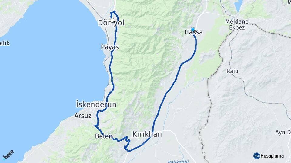 Hatay Hassa Dörtyol Arası Kaç Km - Yol Haritası