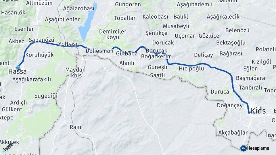 Hatay Hassa Kilis Arası Kaç Km - Yol Haritası