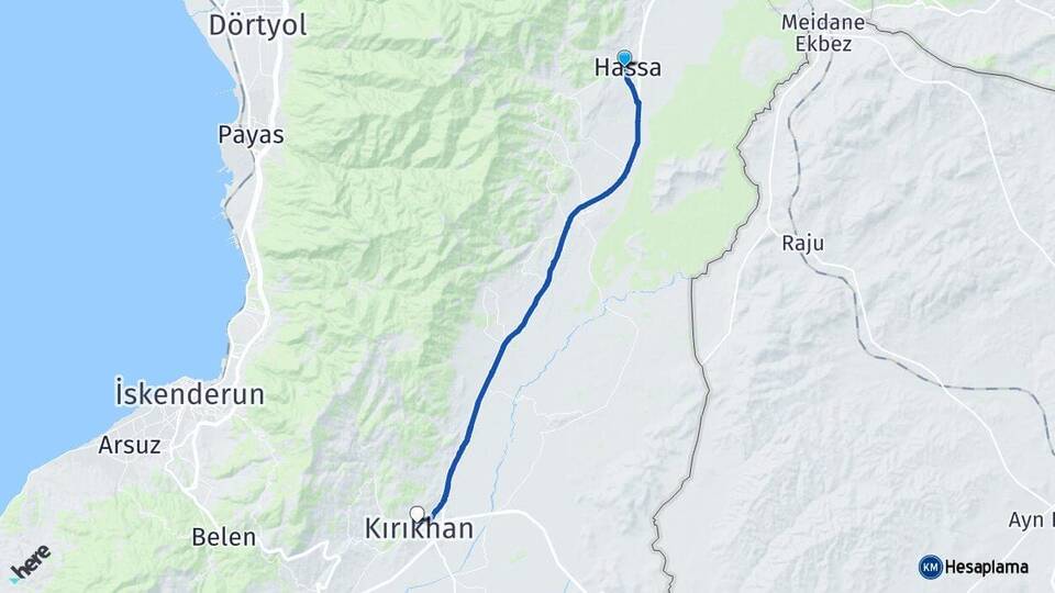 Hatay Hassa Kırıkhan Arası Kaç Km - Yol Haritası