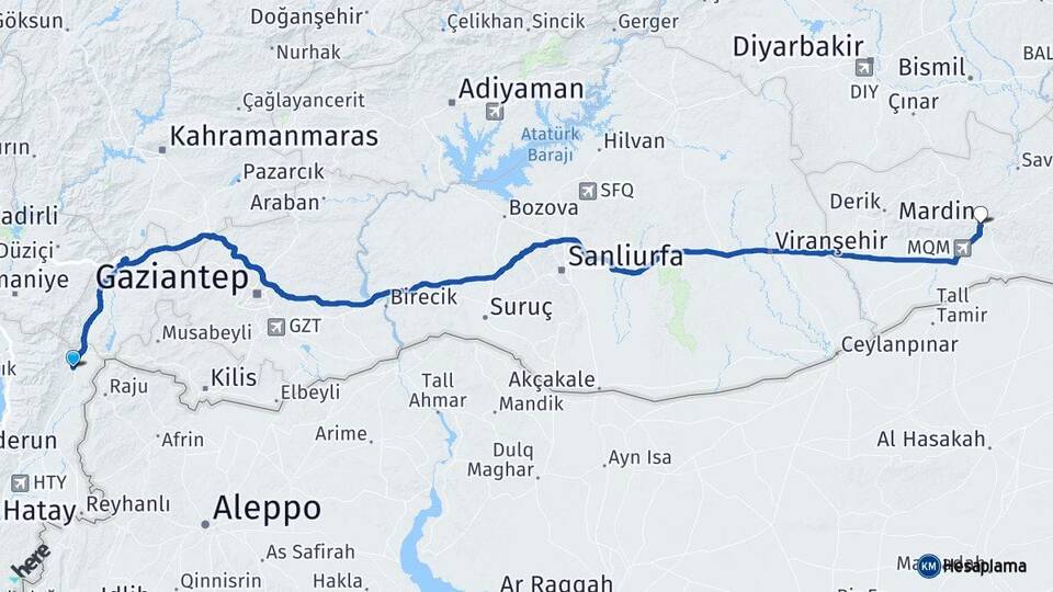 Hatay Hassa Mardin Arası Kaç Km - Yol Haritası