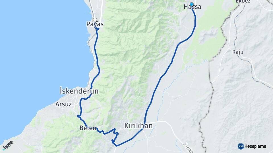 Hatay Hassa Payas Arası Kaç Km - Yol Haritası
