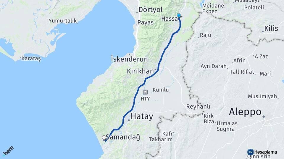 Hatay Hassa Samandağ Arası Kaç Km - Yol Haritası