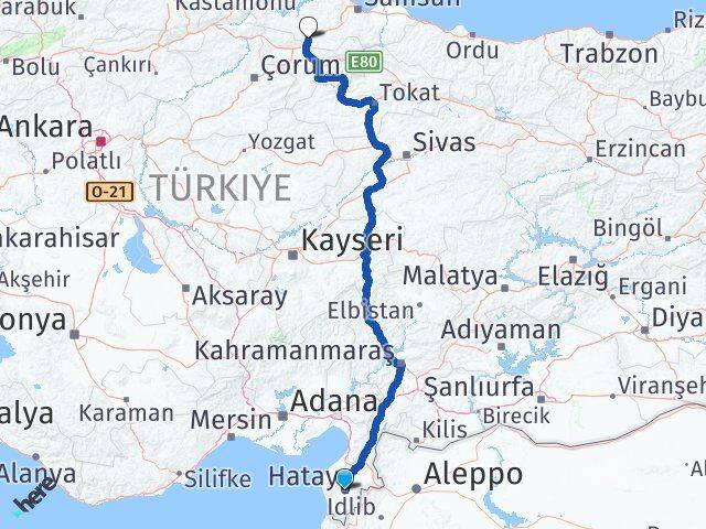 Hatay Havza Samsun Arası Kaç Km - Yol Haritası