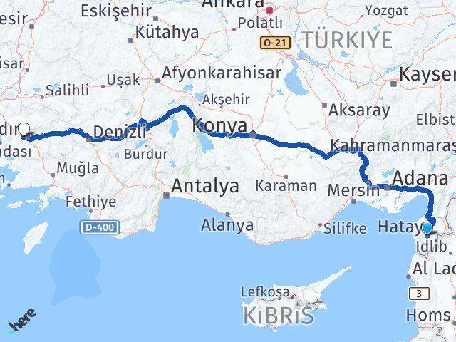 Hatay İncirliova Aydın Arası Kaç Km - Yol Haritası
