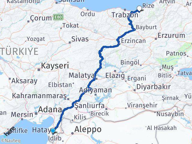 Hatay Kalkandere Rize Arası Kaç Km - Yol Haritası
