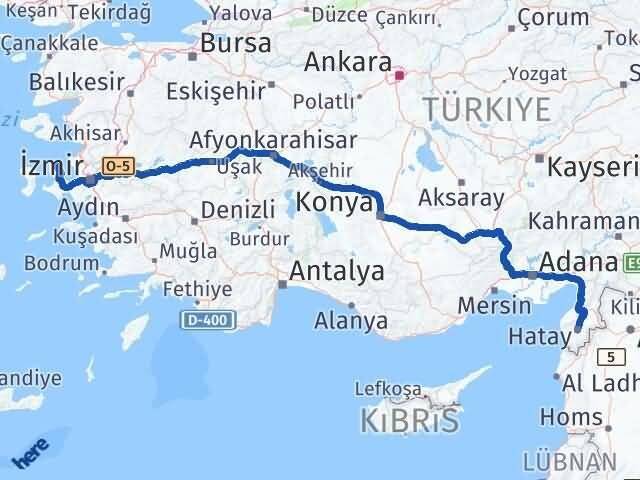 Hatay Karaburun İzmir Arası Kaç Km - Yol Haritası