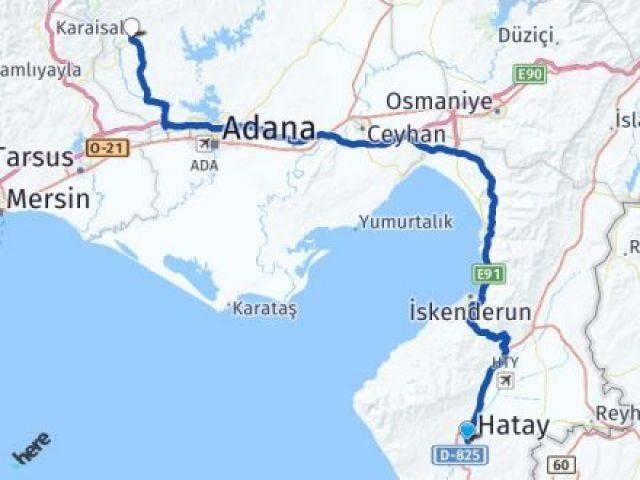 Hatay Karaisalı Adana Arası Kaç Km - Yol Haritası