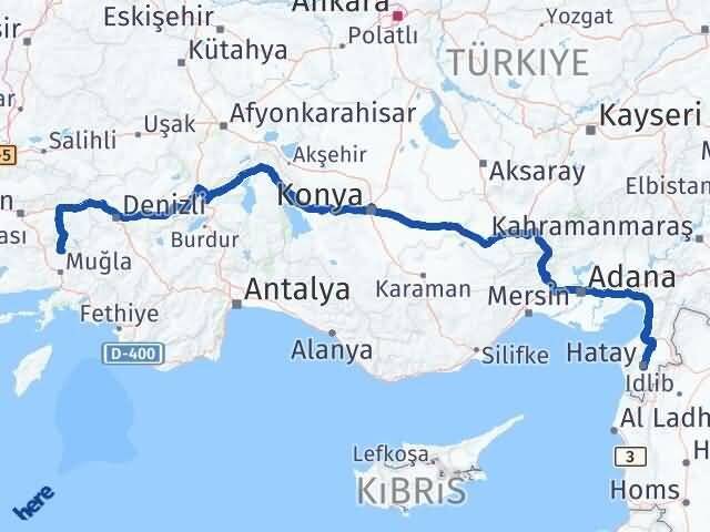 Hatay Kavaklıdere Muğla Arası Kaç Km - Yol Haritası