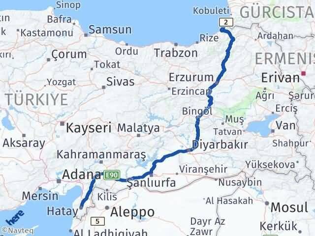 Hatay Kemalpaşa Artvin Arası Kaç Km - Yol Haritası