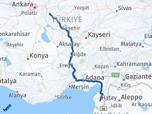 Hatay Keskin Kırıkkale Arası Kaç Km - Yol Haritası