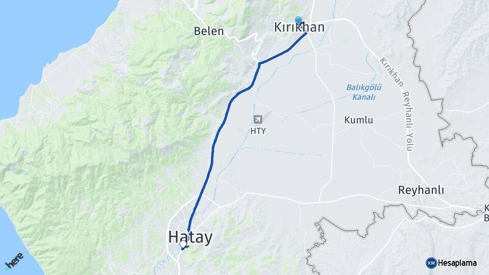 Hatay Kırıkhan Defne Arası Kaç Km - Yol Haritası