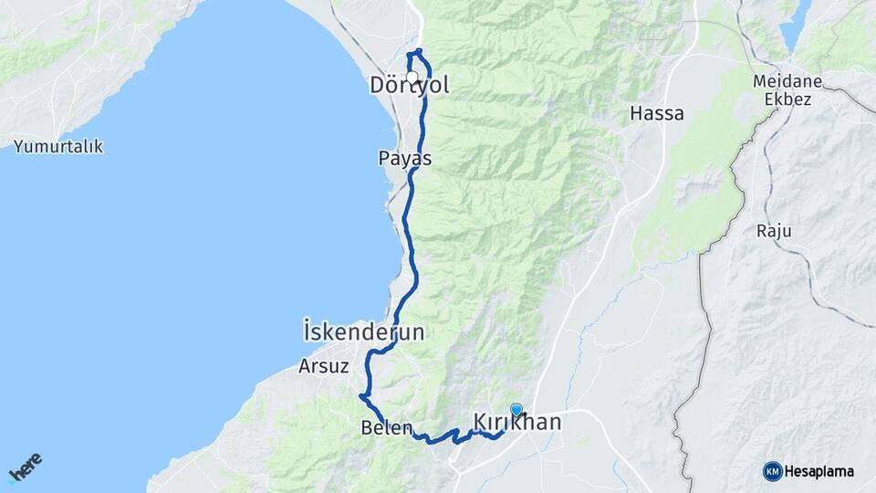 Hatay Kırıkhan Dörtyol Arası Kaç Km - Yol Haritası