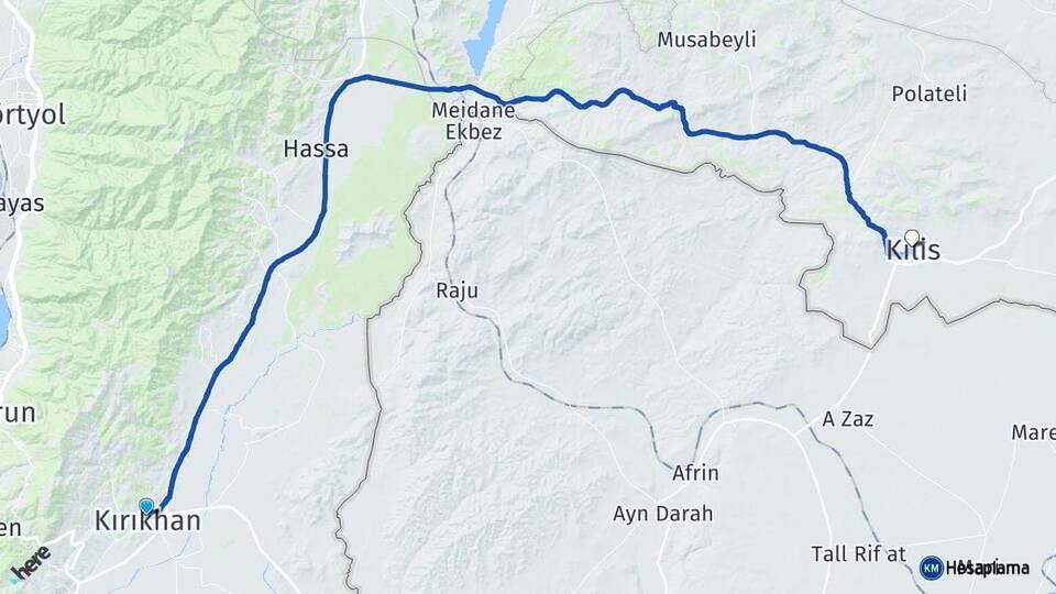 Hatay Kırıkhan Kilis Arası Kaç Km - Yol Haritası
