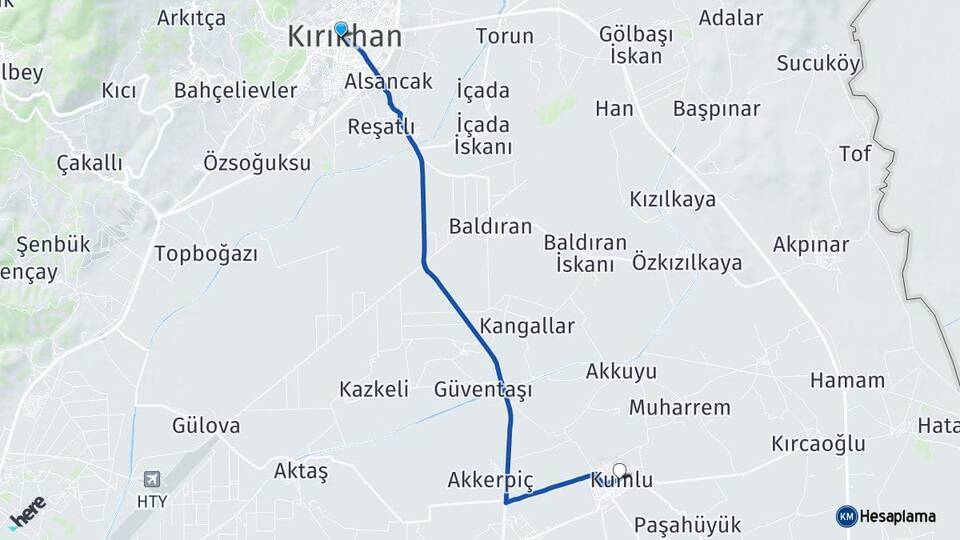 Hatay Kırıkhan Kumlu Arası Kaç Km - Yol Haritası