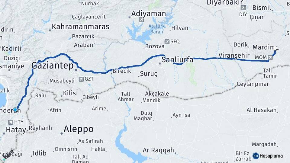 Hatay Kırıkhan Mardin Arası Kaç Km - Yol Haritası