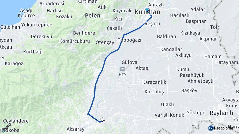 Hatay Kırıkhan Narlıca Antakya Arası Kaç Km - Yol Haritası