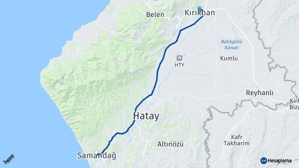 Hatay Kırıkhan Samandağ Arası Kaç Km - Yol Haritası