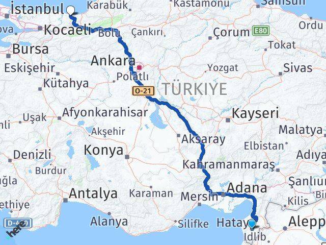 Hatay Kocaali Sakarya Arası Kaç Km - Yol Haritası