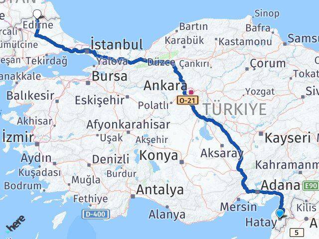 Hatay Kofçaz Kırklareli Arası Kaç Km - Yol Haritası