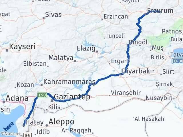 Hatay Köprüköy Erzurum Arası Kaç Km - Yol Haritası