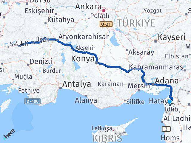 Hatay Kula Manisa Arası Kaç Km - Yol Haritası