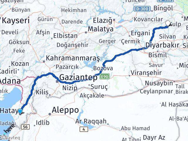 Hatay Kulp Diyarbakır Arası Kaç Km - Yol Haritası