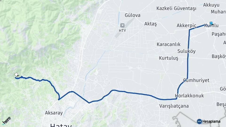 Hatay Kumlu Antakya Arası Kaç Km - Yol Haritası