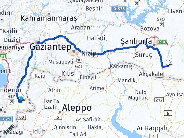 Hatay Kumlu Harran Şanlıurfa Arası Kaç Km - Yol Haritası