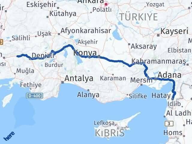 Hatay Kuyucak Aydın Arası Kaç Km - Yol Haritası