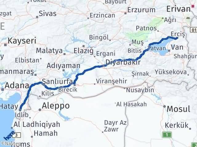Hatay Muradiye Van Arası Kaç Km - Yol Haritası
