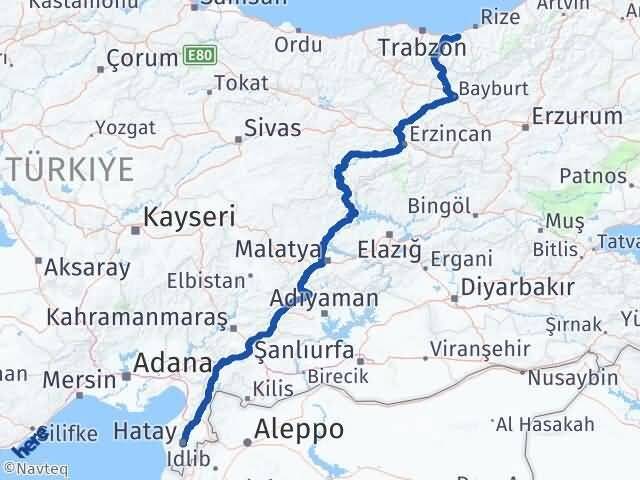 Hatay Of Trabzon Arası Kaç Km - Yol Haritası
