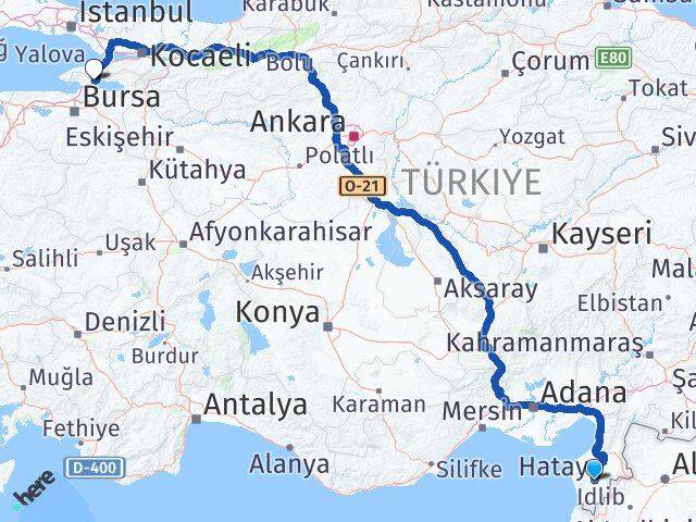 Hatay Orhangazi Bursa Arası Kaç Km - Yol Haritası