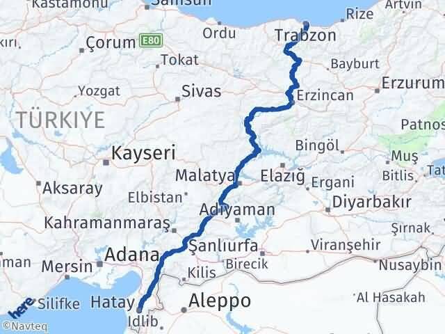 Hatay Ortahisar Trabzon Arası Kaç Km - Yol Haritası