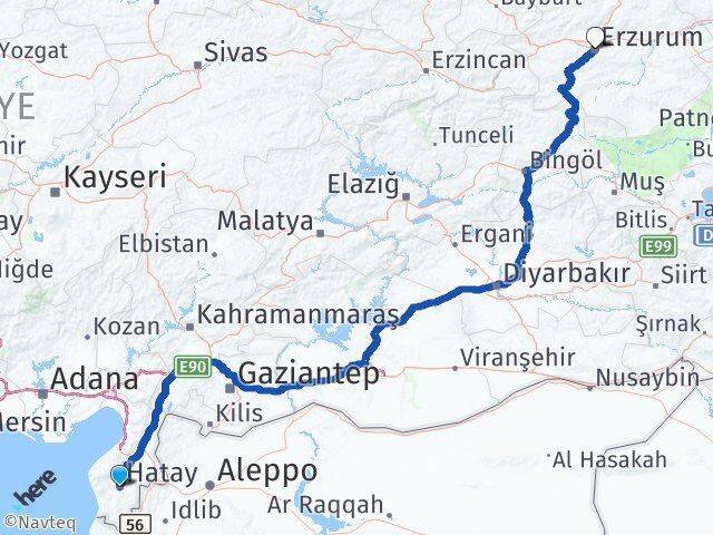 Hatay Palandöken Erzurum Arası Kaç Km - Yol Haritası