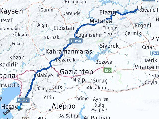Hatay Palu Elazığ Arası Kaç Km - Yol Haritası
