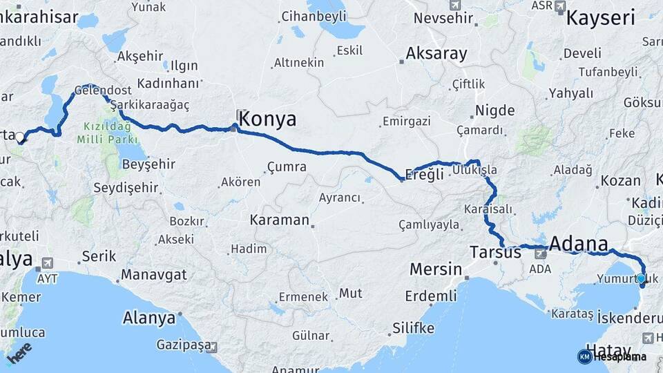 Hatay Payas Isparta Arası Kaç Km - Yol Haritası