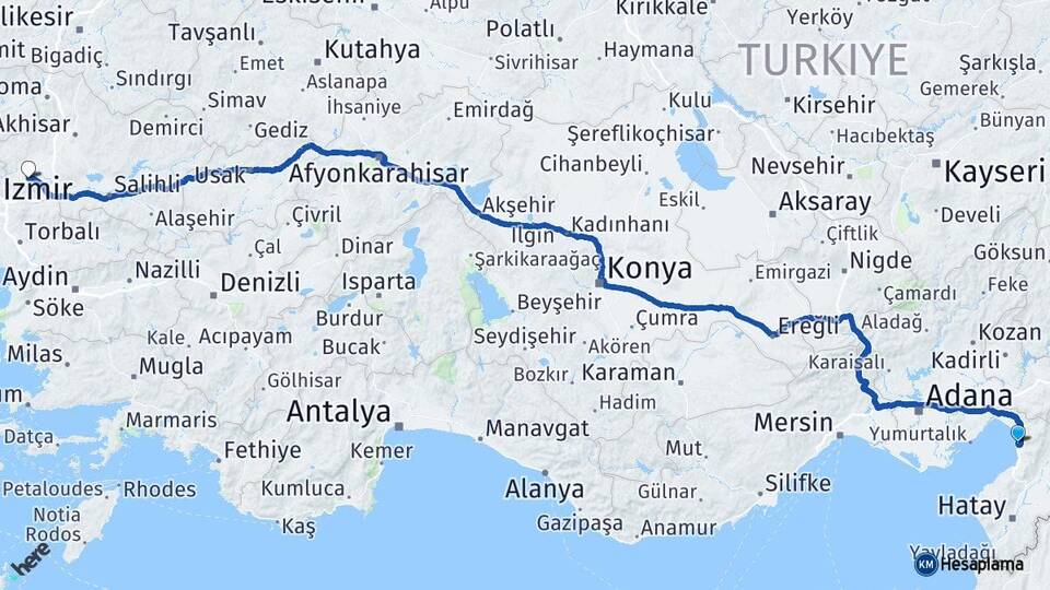 Hatay Payas Manisa Arası Kaç Km - Yol Haritası
