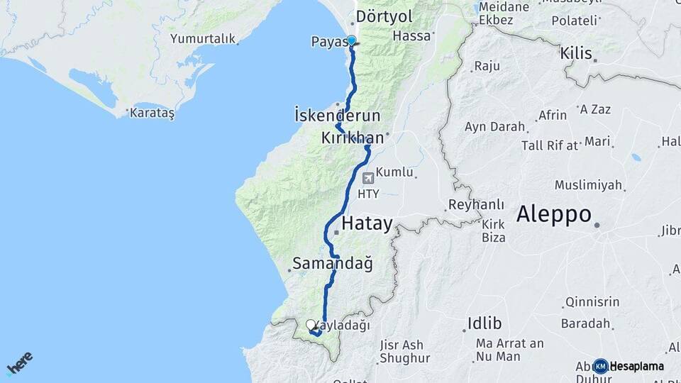 Hatay Payas Yayladağı Arası Kaç Km - Yol Haritası