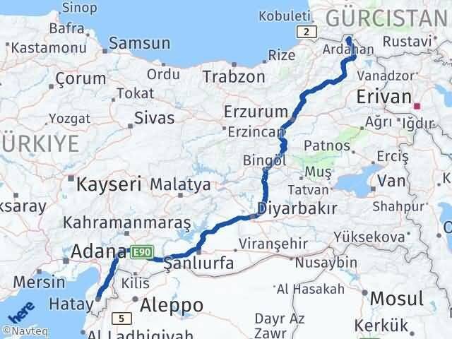Hatay Posof Ardahan Arası Kaç Km - Yol Haritası