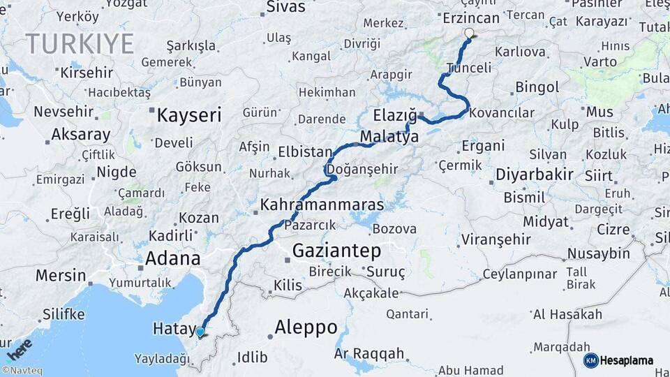 Hatay Pülümür Tunceli Arası Kaç Km - Yol Haritası