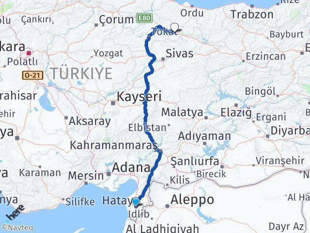 Hatay Reşadiye Tokat Arası Kaç Km - Yol Haritası