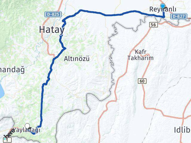 Hatay Reyhanlı Yayladağı Arası Kaç Km - Yol Haritası