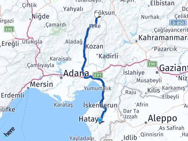 Hatay Saimbeyli Adana Arası Kaç Km - Yol Haritası
